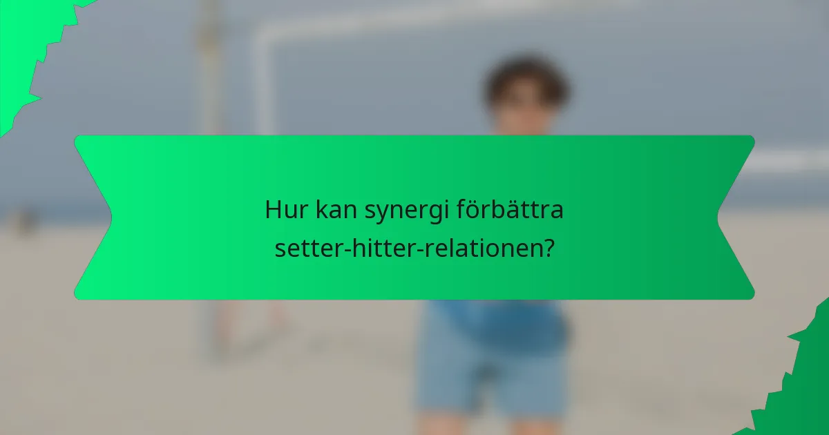 Hur kan synergi förbättra setter-hitter-relationen?